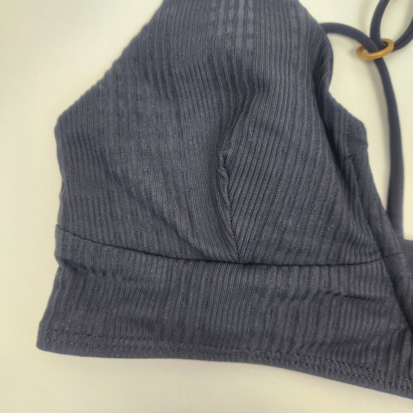 L*Space Siren Pointelle Rib Bikini Top Black Size Medium - Picture 4 of 5